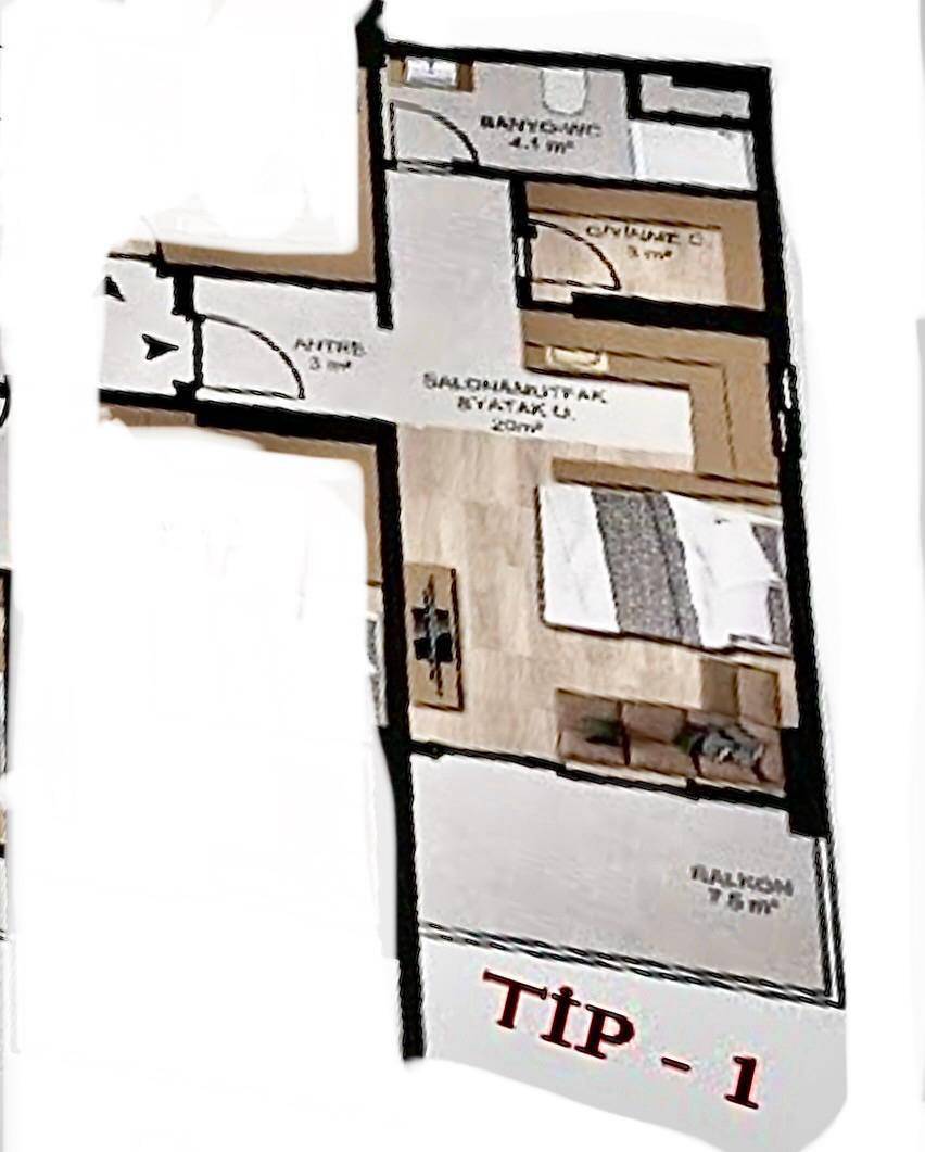 Квартира в Мерсине, Турция, 40 м² - фото 13