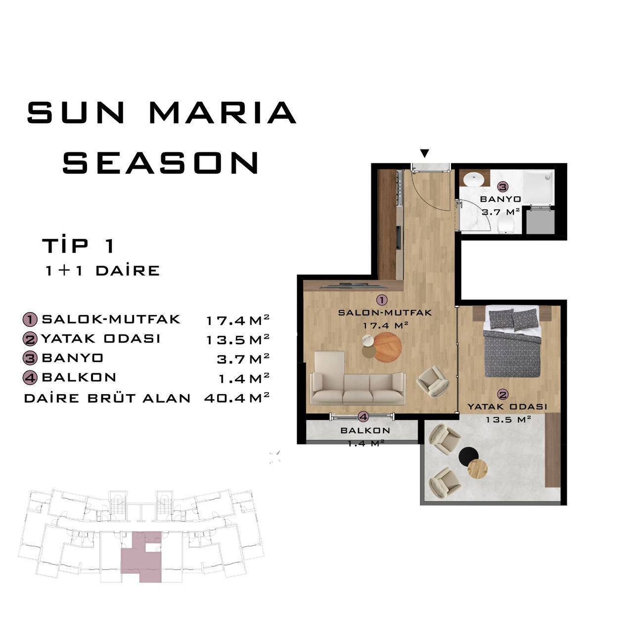 Квартира в Мерсине, Турция, 46 м² - фото 13