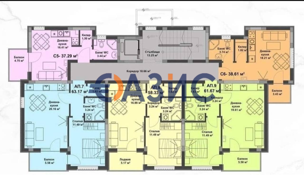 Апартаменты на Солнечном берегу, Болгария, 37.3 м² - фото 12