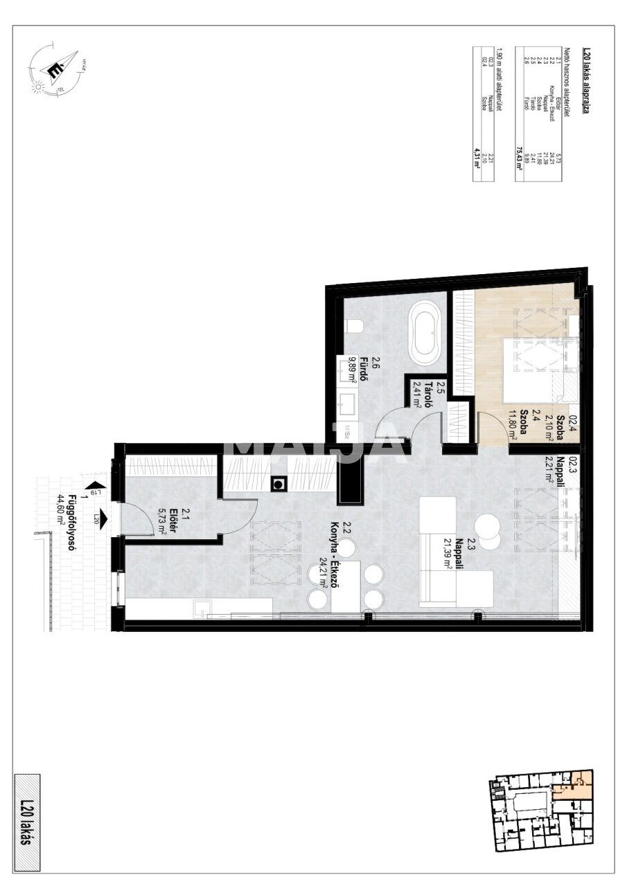 Апартаменты в Будапеште, Венгрия, 46 м² - фото 8