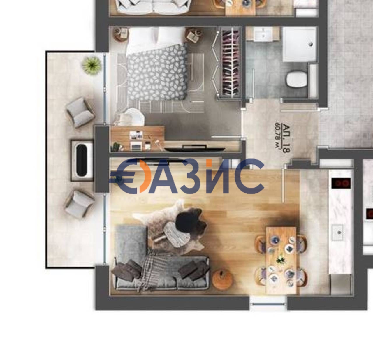 Апартаменты на Солнечном берегу, Болгария, 61.2 м² - фото 4