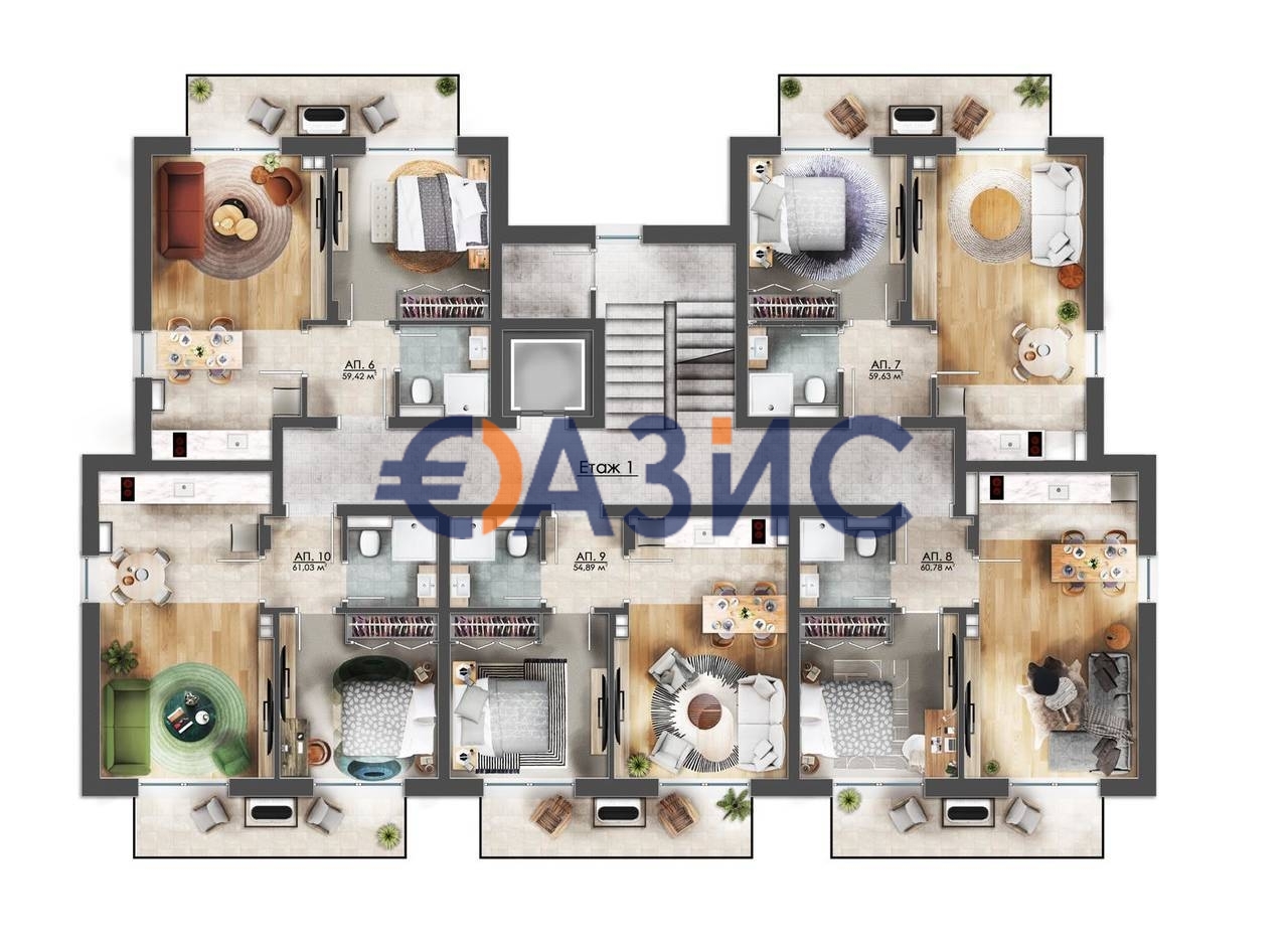 Апартаменты на Солнечном берегу, Болгария, 60.6 м² - фото 11