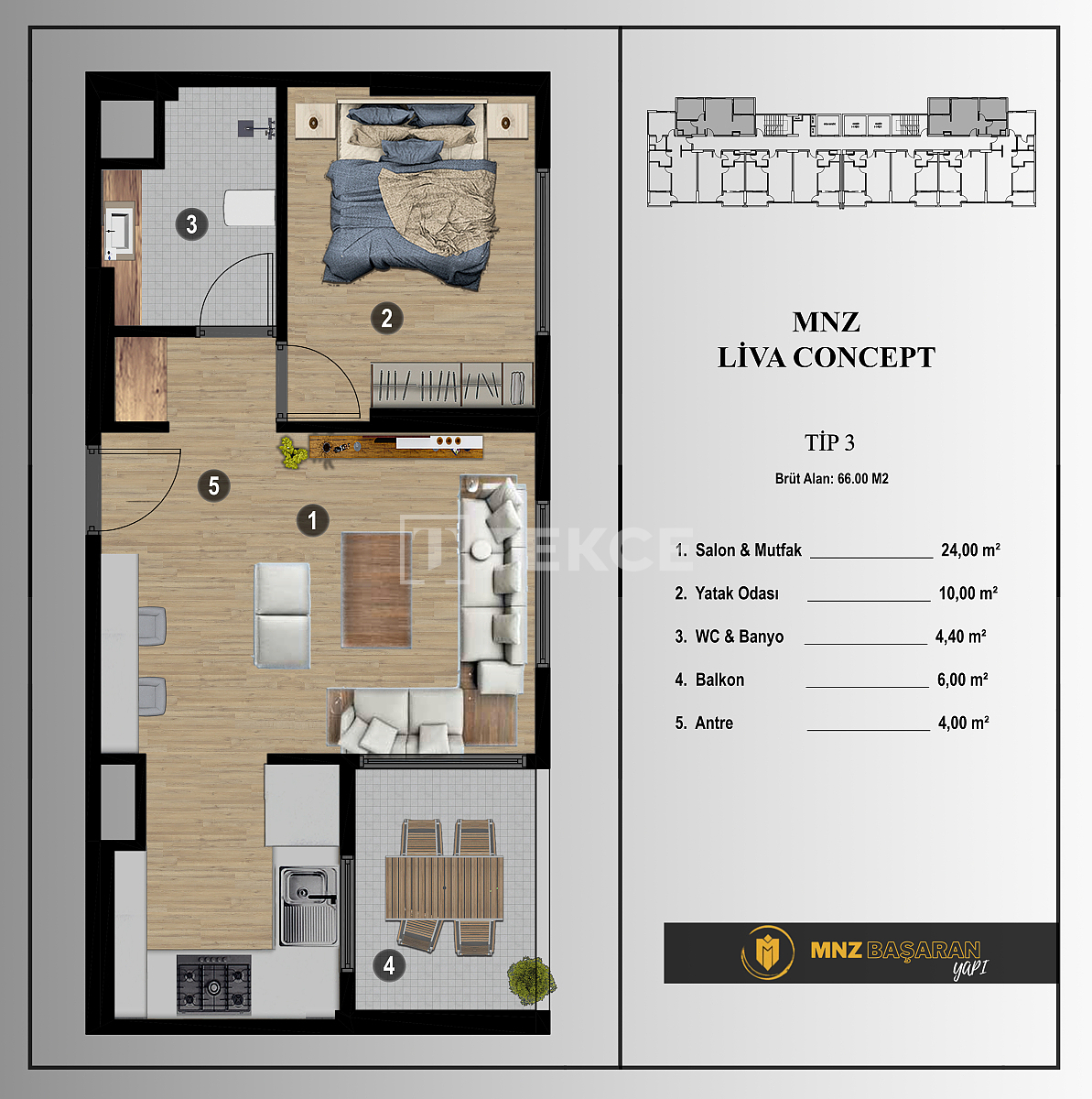 Апартаменты Эрдемли, Турция, 66 м² - фото 18