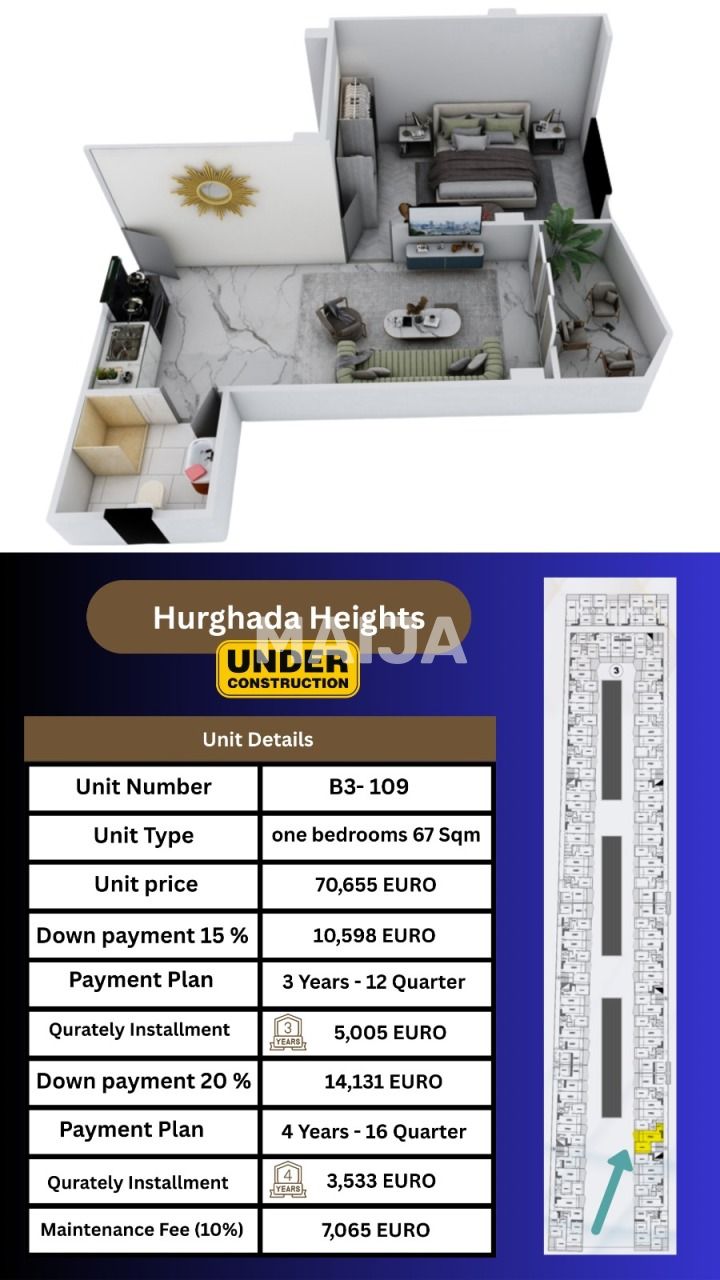 Апартаменты в Хургаде, Египет, 65 м² - фото 2