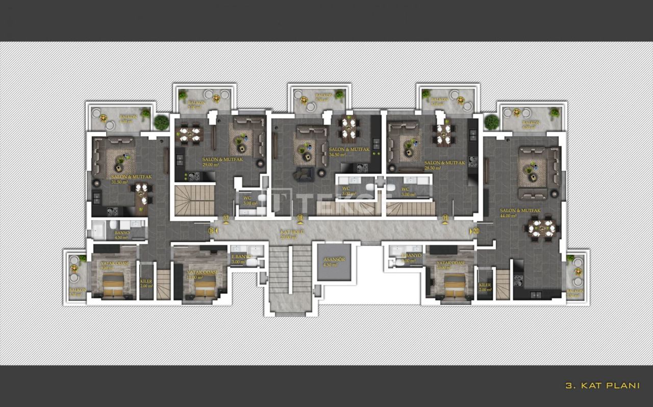 Апартаменты в Алании, Турция, 95 м² - фото 17