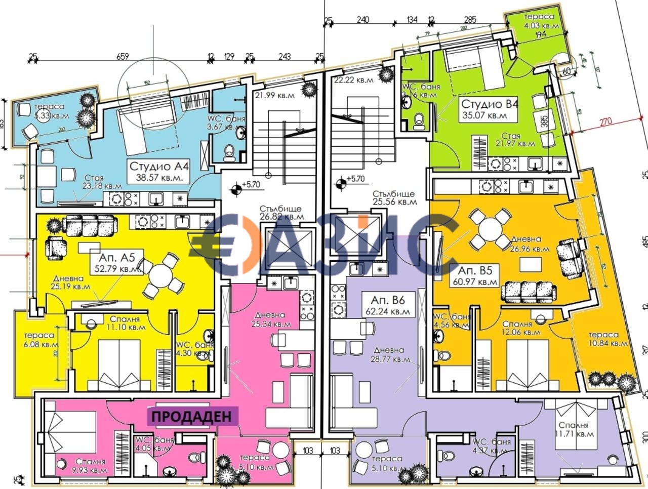 Апартаменты в Созополе, Болгария, 44.2 м² - фото 14