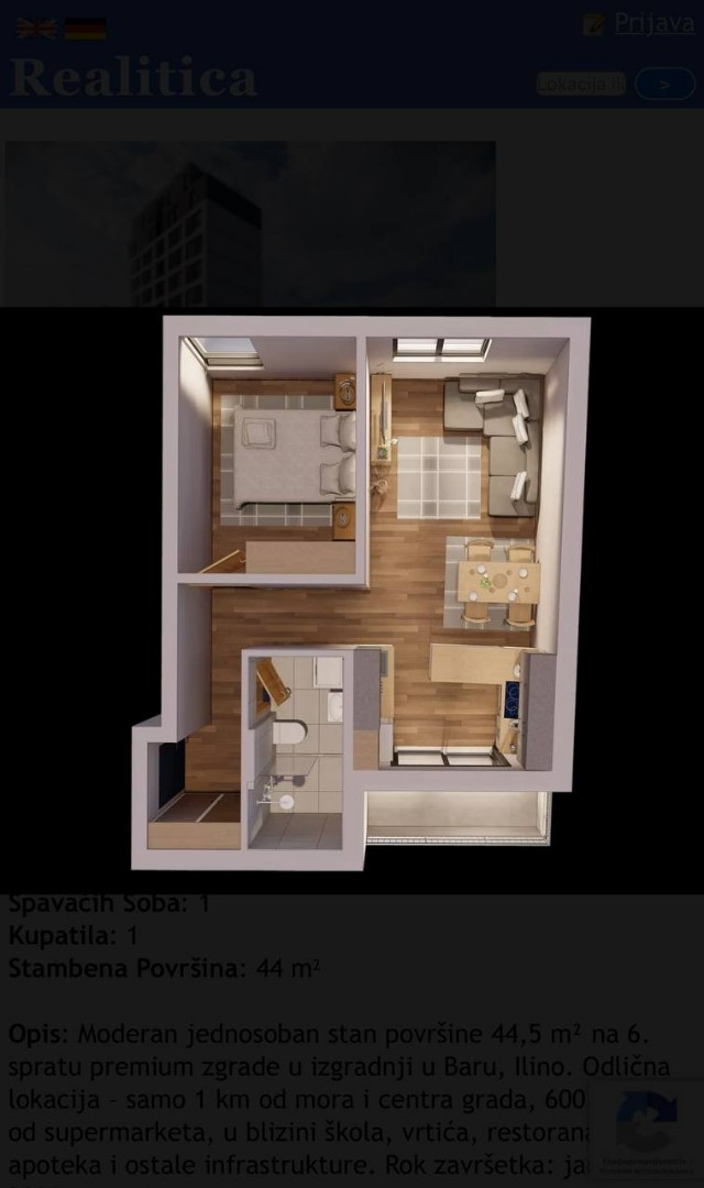 Квартира в Баре, Черногория, 44 м² - фото 7