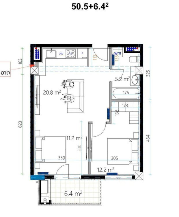 Квартира в Тбилиси, Грузия, 57 м² - фото 9