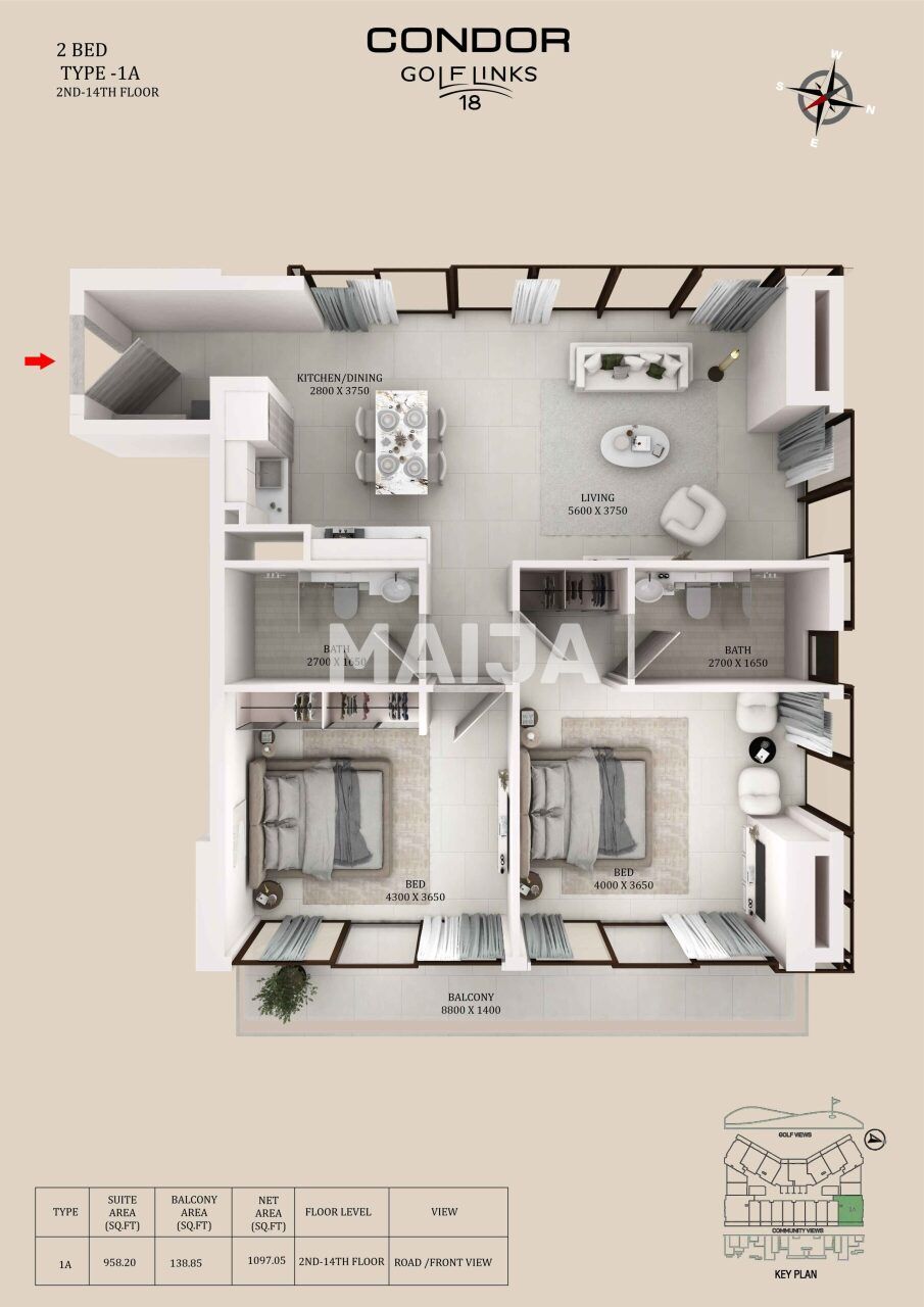 Апартаменты в Дубае, ОАЭ, 89 м² - фото 2