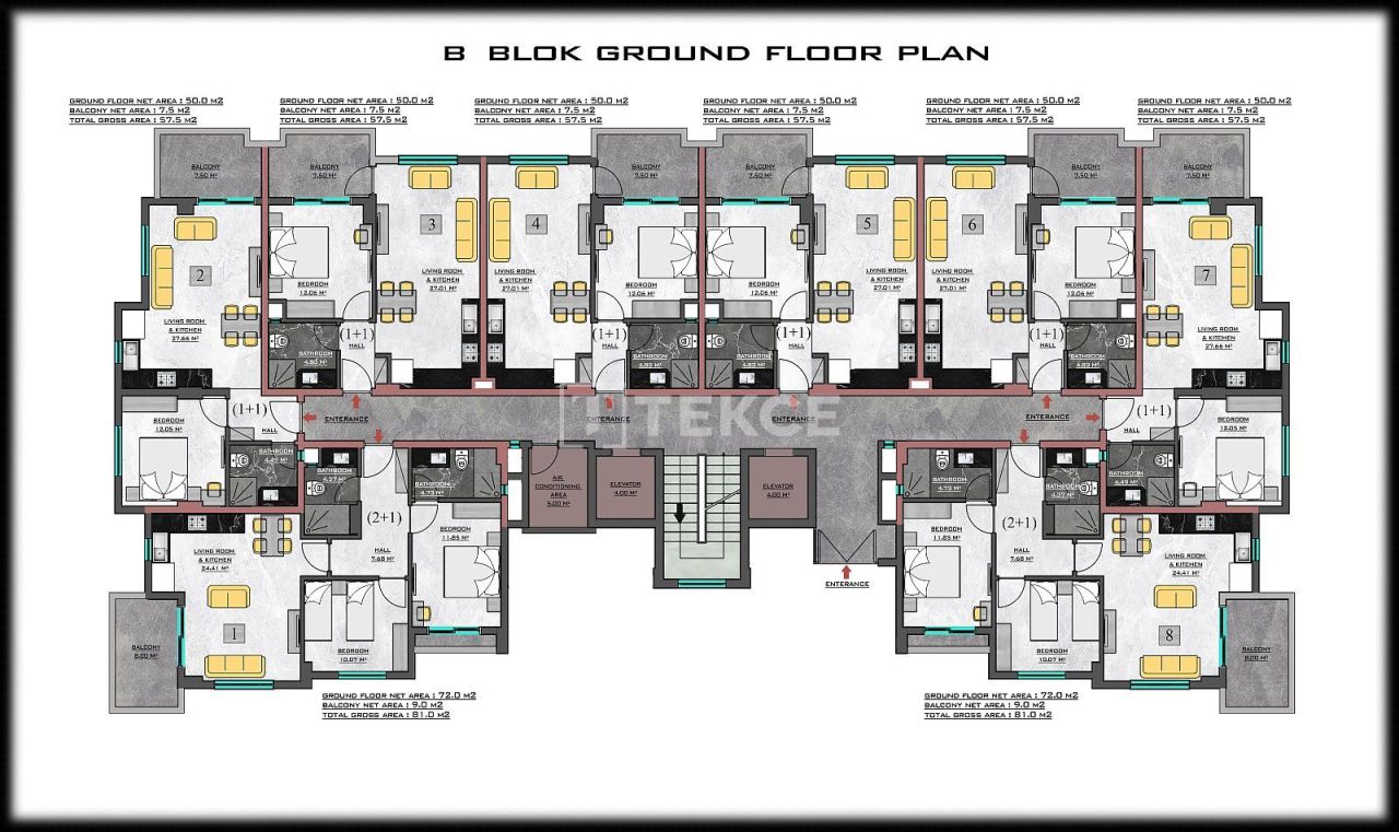Апартаменты в Алании, Турция, 57 м² - фото 17