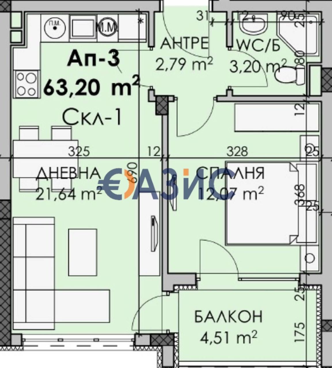 Апартаменты в Бургасе, Болгария, 63.2 м² - фото 5