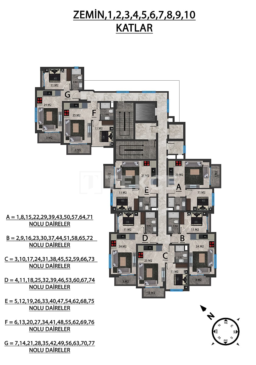 Апартаменты в Алании, Турция, 55 м² - фото 17