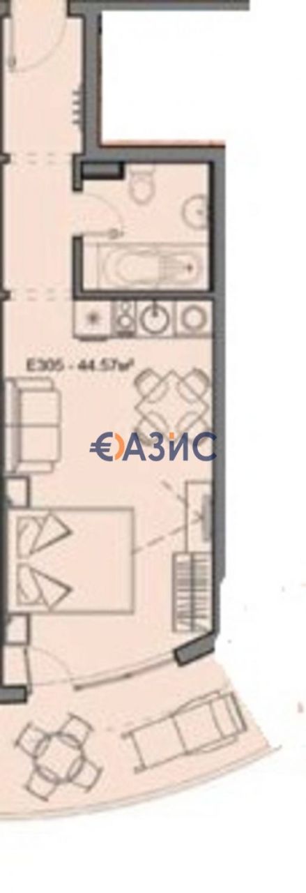 Апартаменты в Святом Власе, Болгария, 44.6 м² - фото 3