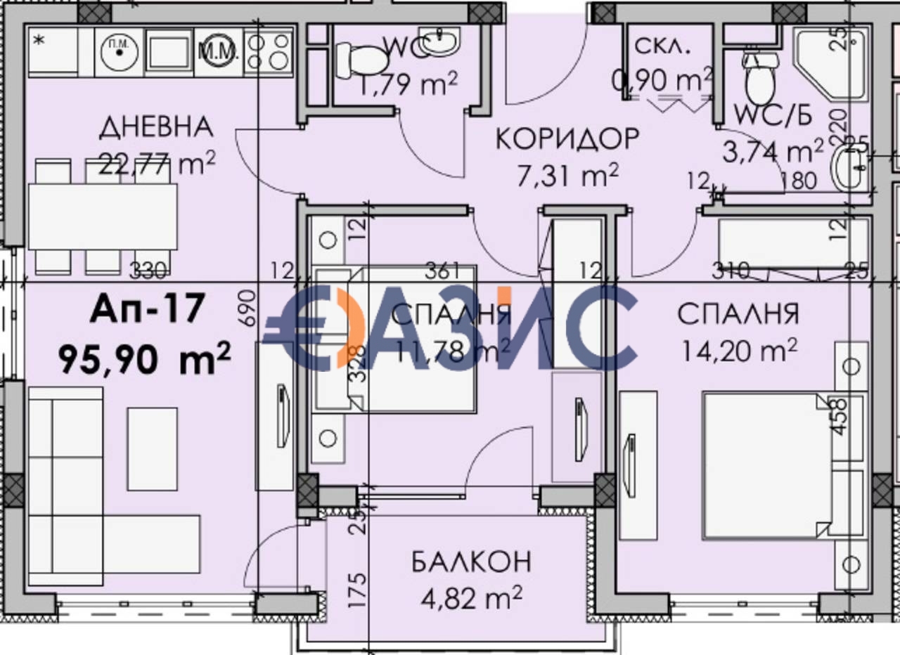 Апартаменты в Бургасе, Болгария, 95.9 м² - фото 5