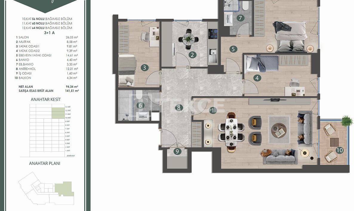 Апартаменты в Стамбуле, Турция, 140 м² - фото 13