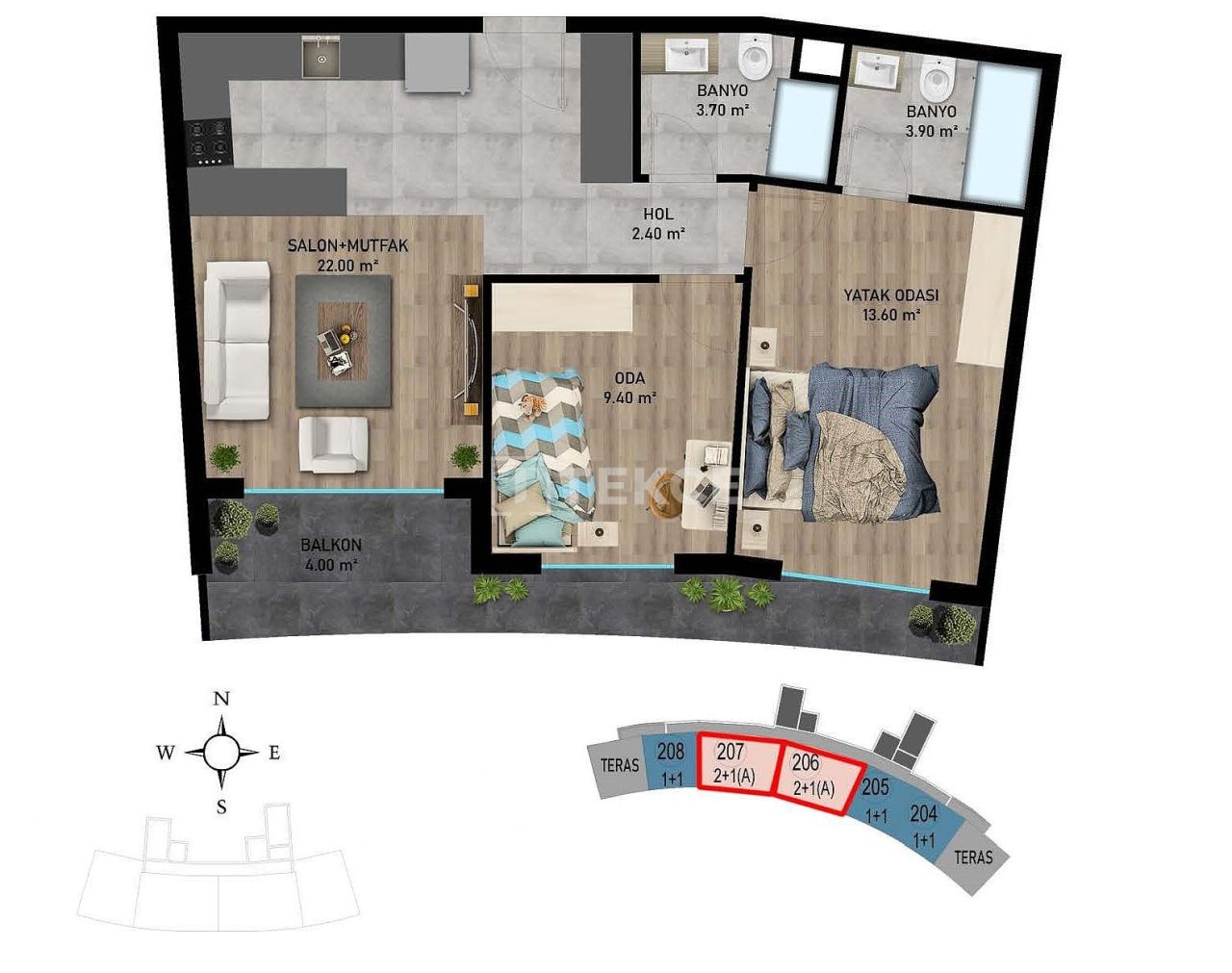 Апартаменты в Анталии, Турция, 67 м² - фото 17