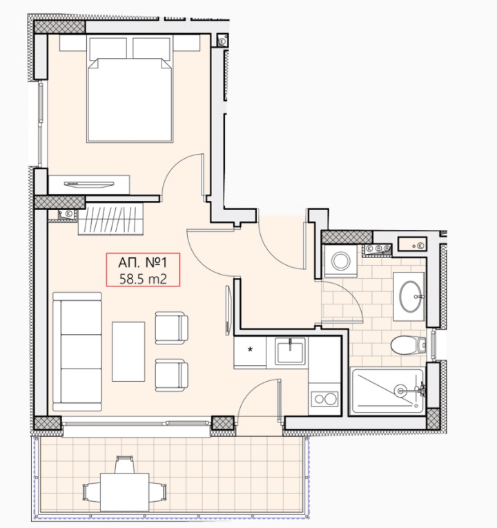 Квартира в Святом Власе, Болгария, 58.5 м² - фото 2