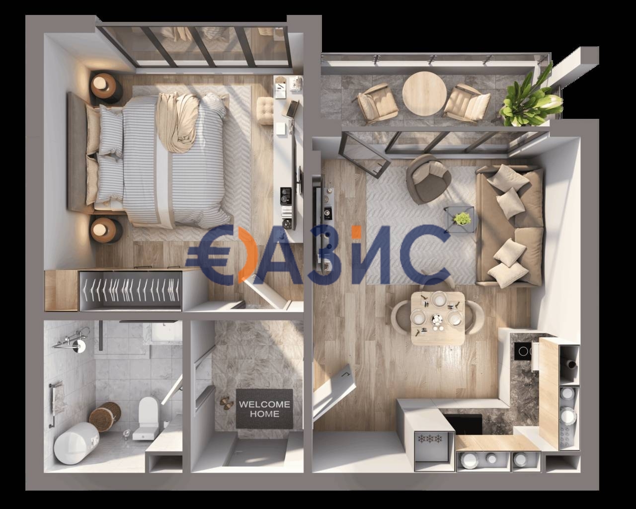 Апартаменты на Солнечном берегу, Болгария, 33.7 м² - фото 7