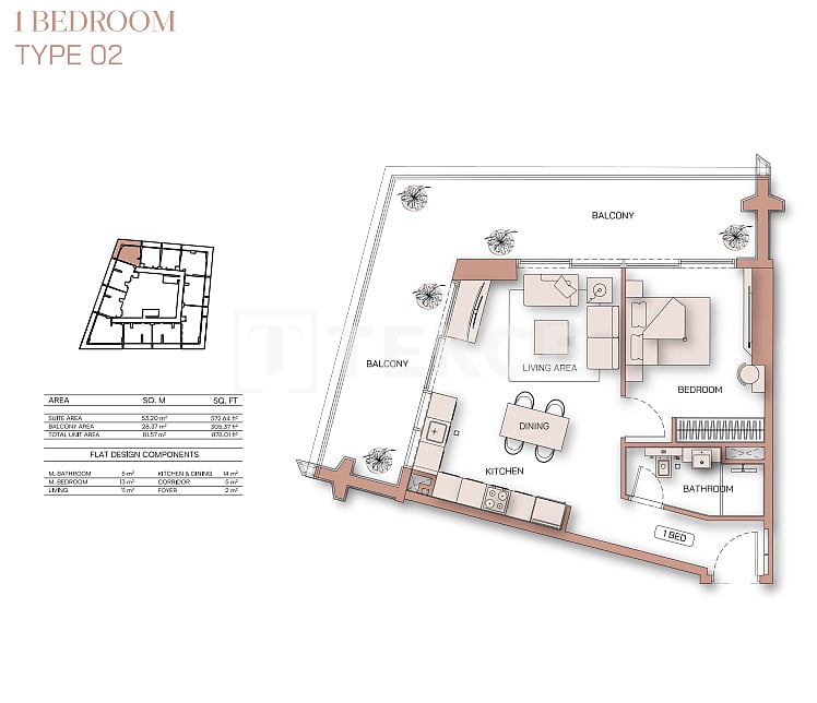 Апартаменты Аль-Джадаф, ОАЭ, 107 м² - фото 14