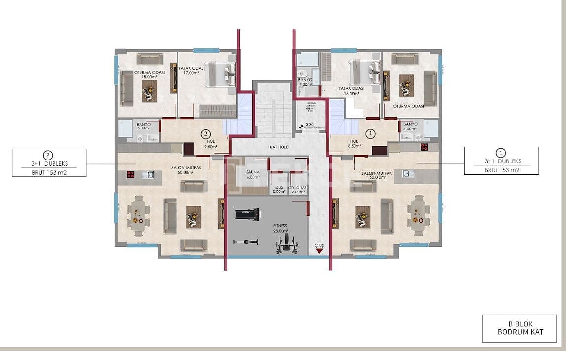 Апартаменты в Алании, Турция, 100 м² - фото 17