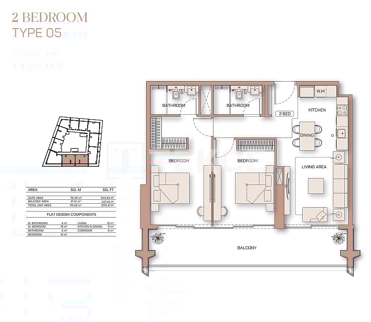 Апартаменты Аль-Джадаф, ОАЭ, 152 м² - фото 19