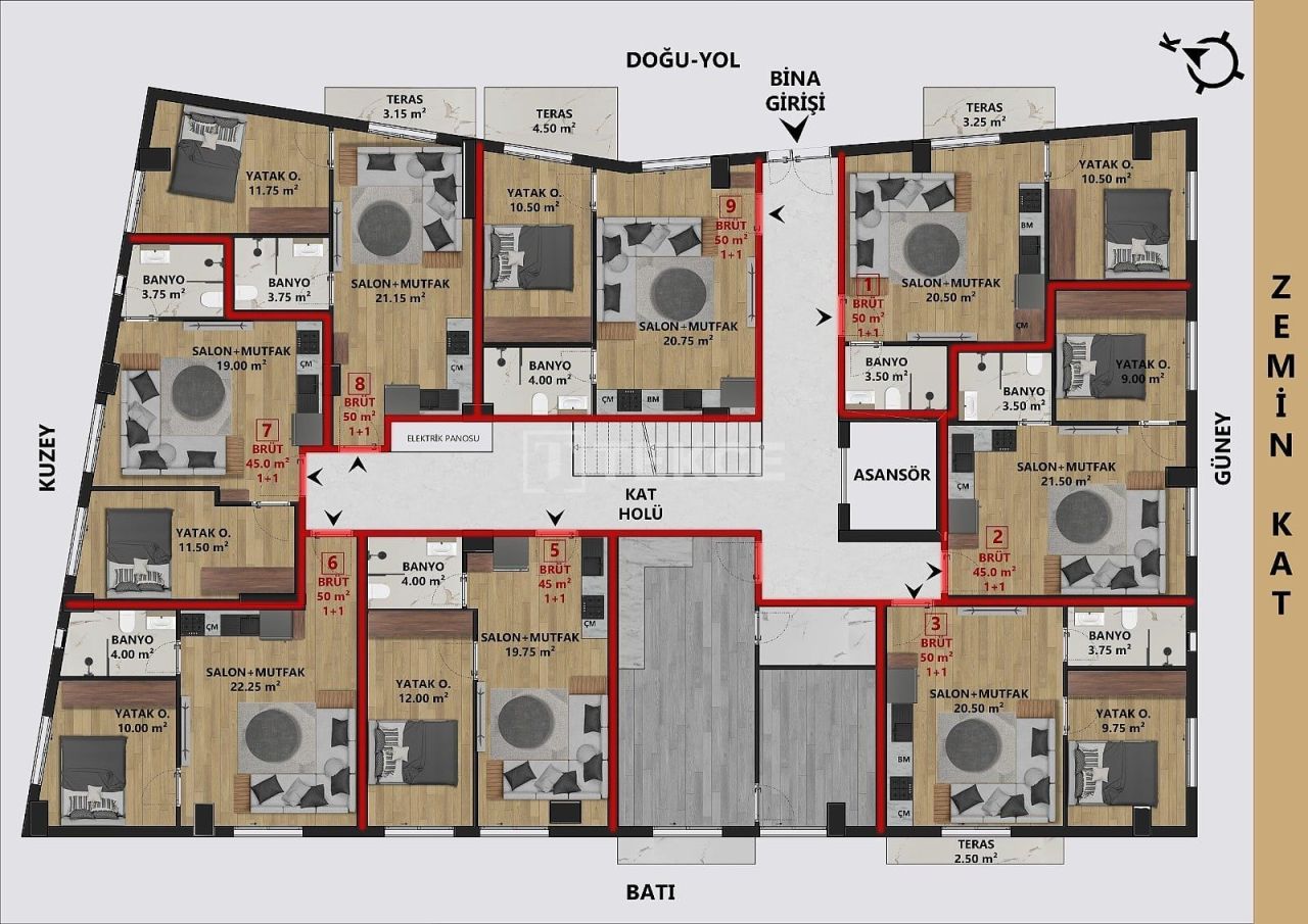 Апартаменты в Анталии, Турция, 75 м² - фото 15