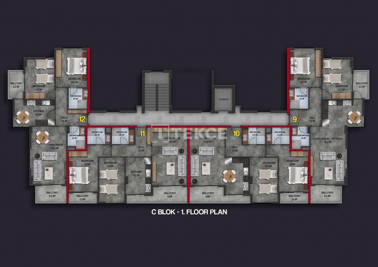 Апартаменты в Алании, Турция, 105 м² - фото 16