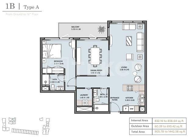Апартаменты Остров Яс, ОАЭ, 41 м² - фото 9