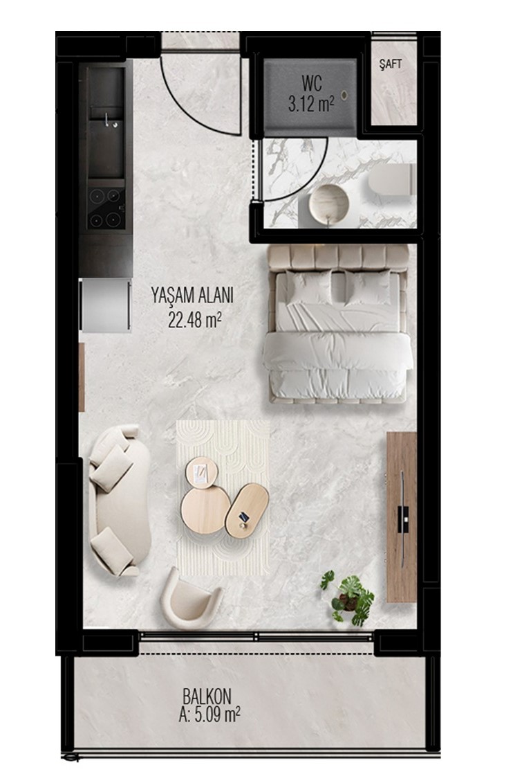 Квартира в Газиверене, Кипр, 31.59 м² - фото 10