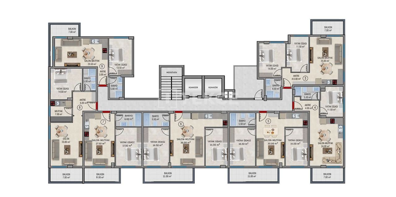 Апартаменты в Алании, Турция, 56 м² - фото 18