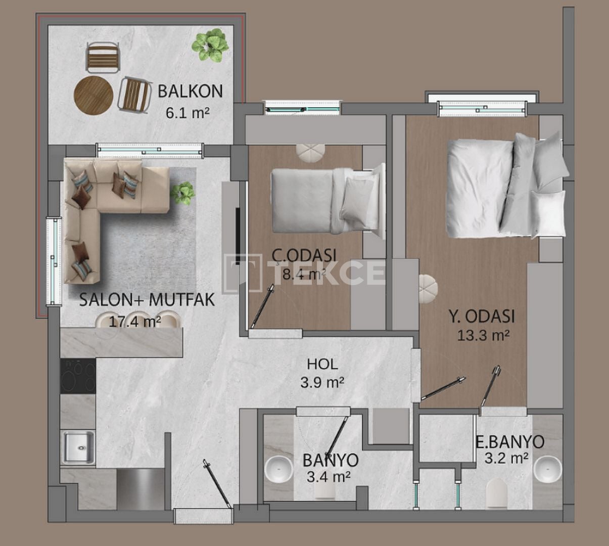 Апартаменты в Анталии, Турция, 59 м² - фото 18