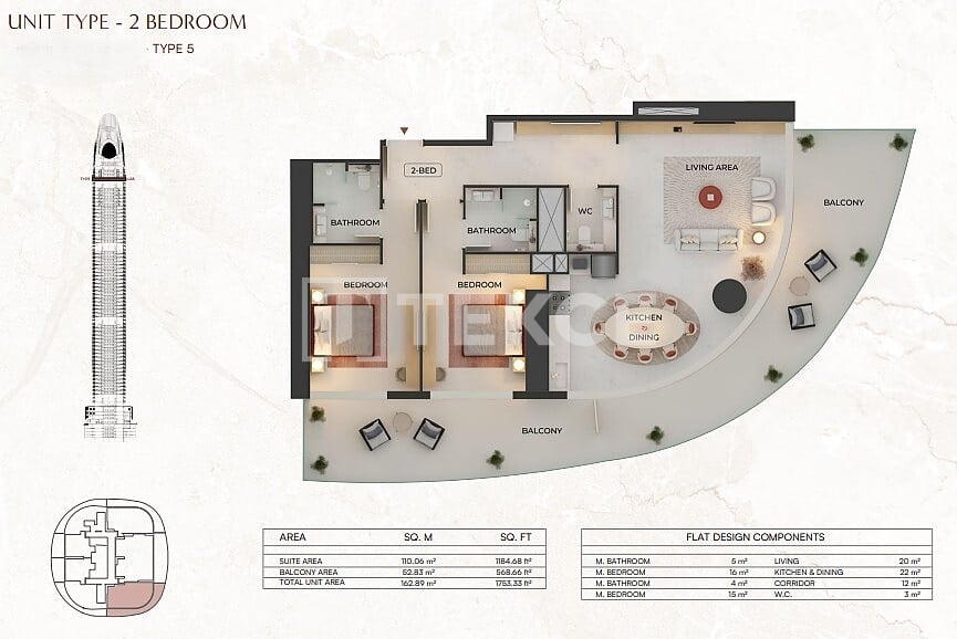 Апартаменты в Дубае, ОАЭ, 214 м² - фото 16