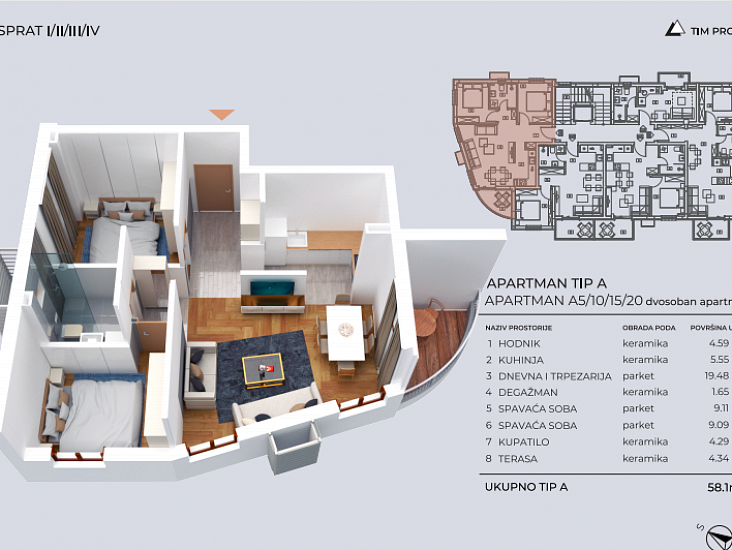 Квартира в Будве, Черногория, 58 м² - фото 2