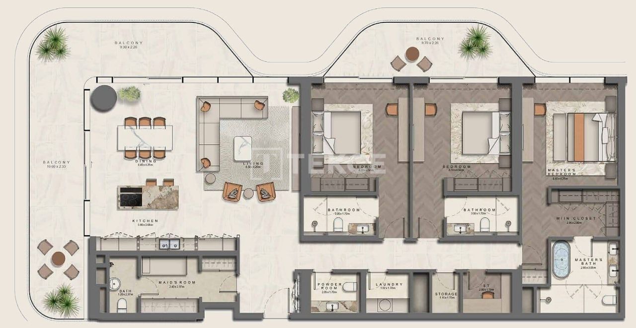 Пентхаус Остров Саадият, ОАЭ, 1 284 м² - фото 11