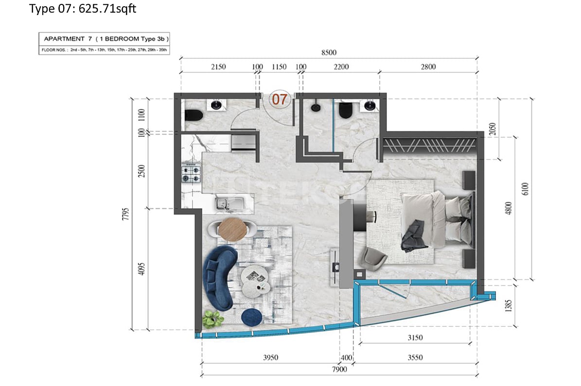 Апартаменты Остров Аль-Рим, ОАЭ, 127 м² - фото 14