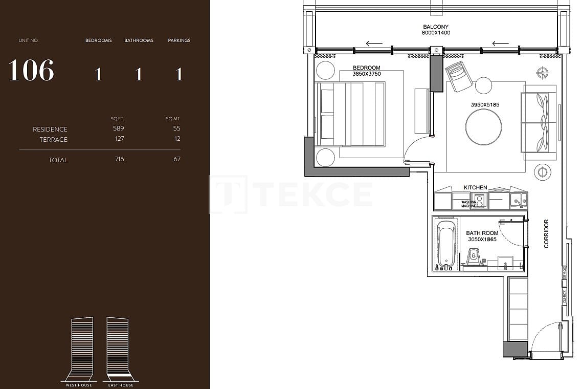 Апартаменты Бизнес-Бэй, ОАЭ, 49 м² - фото 17