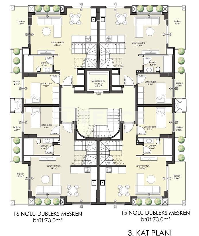 Апартаменты в Алании, Турция, 73 м² - фото 11