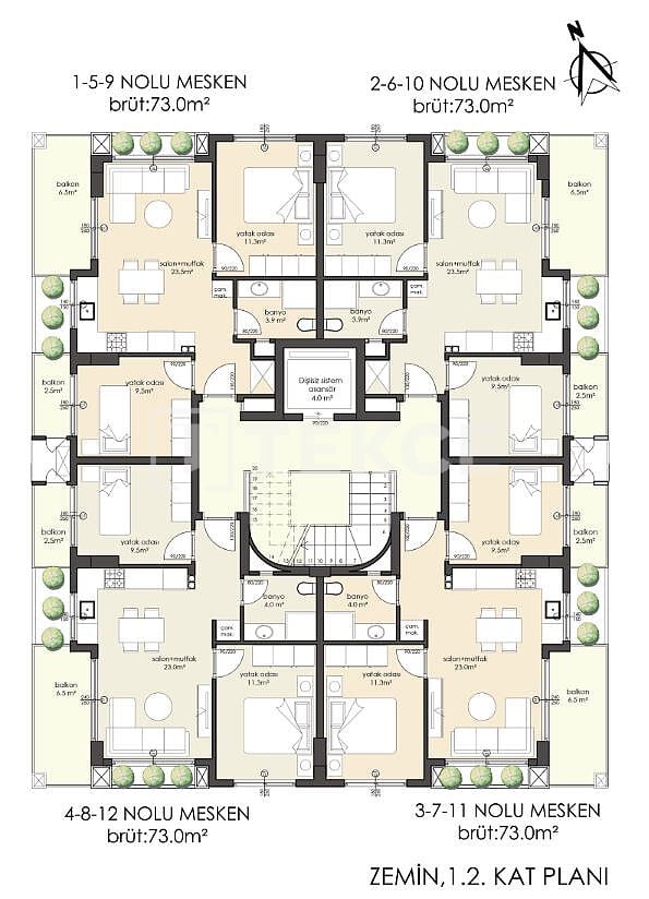 Апартаменты в Алании, Турция, 73 м² - фото 13