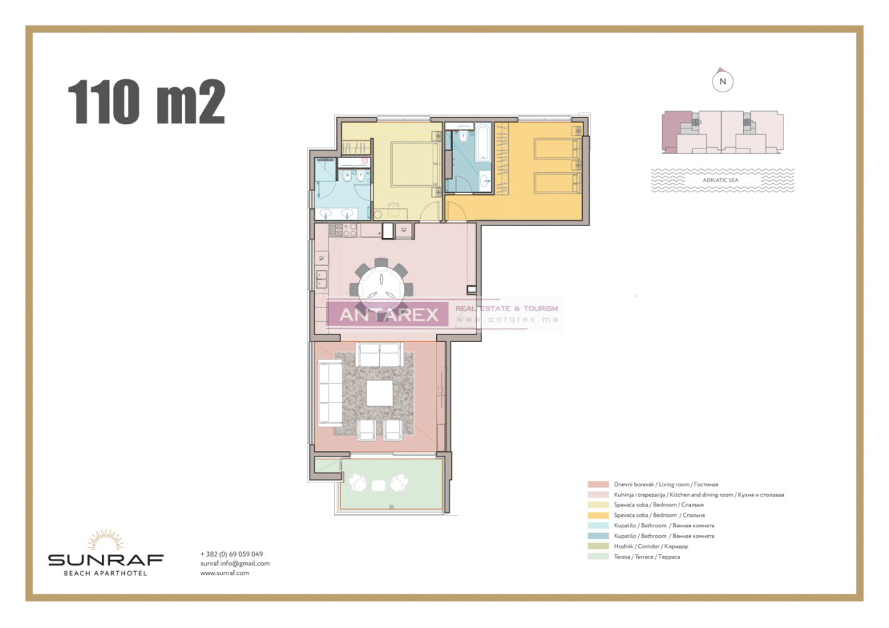 Апартаменты в Рафаиловичах, Черногория, 107 м² - фото 13