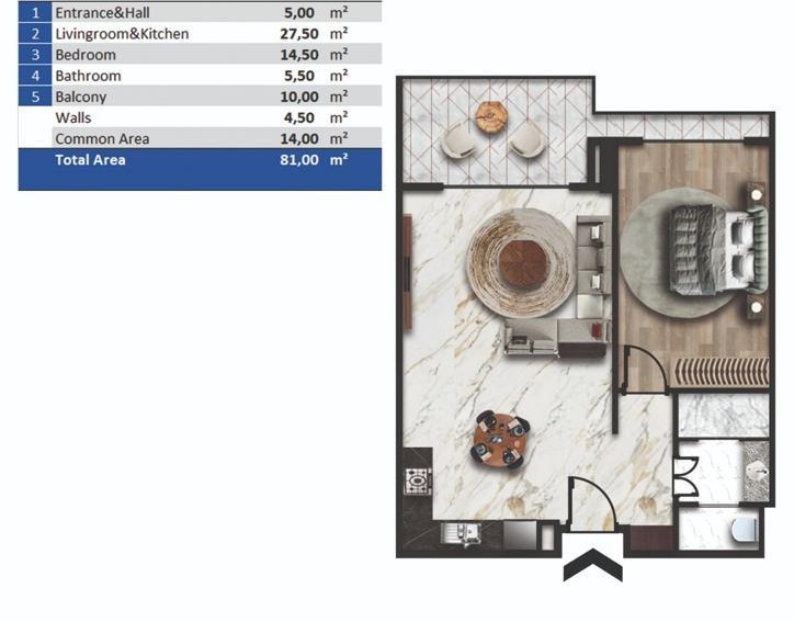 Квартира в Алании, Турция, 81 м² - фото 18