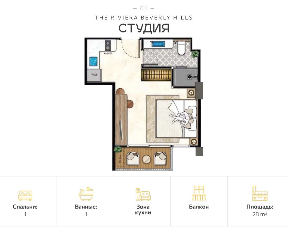 Апартаменты в Паттайе, Таиланд, 28 м² - фото 10