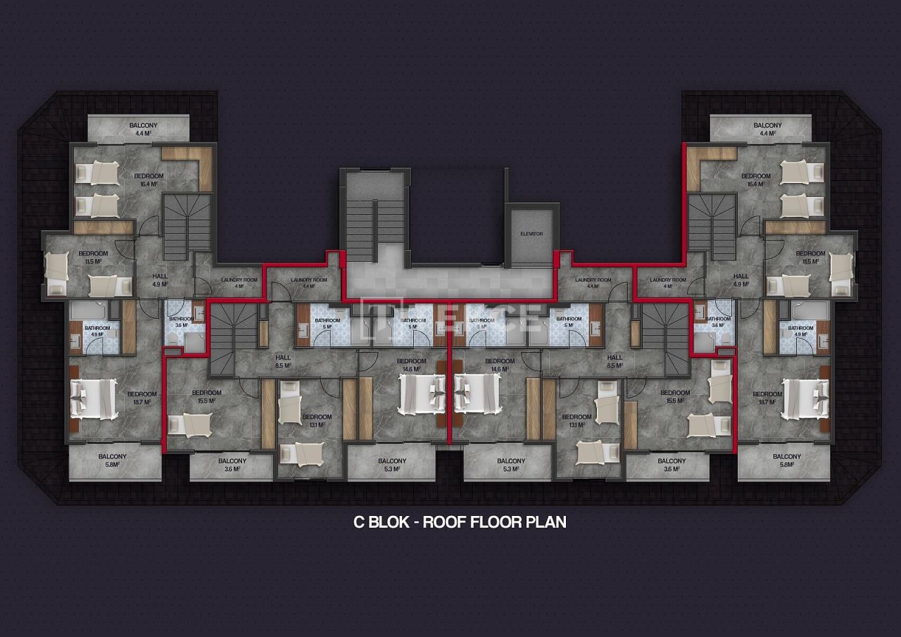 Апартаменты в Алании, Турция, 97 м² - фото 13