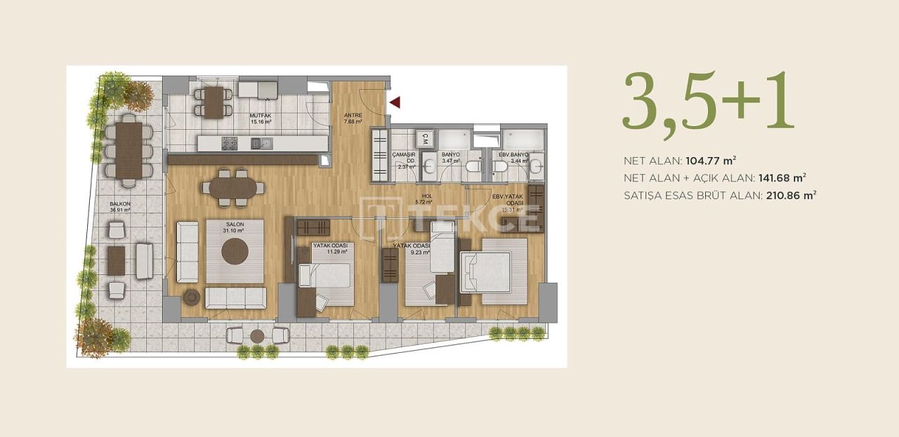 Апартаменты в Анкаре, Турция, 211 м² - фото 17