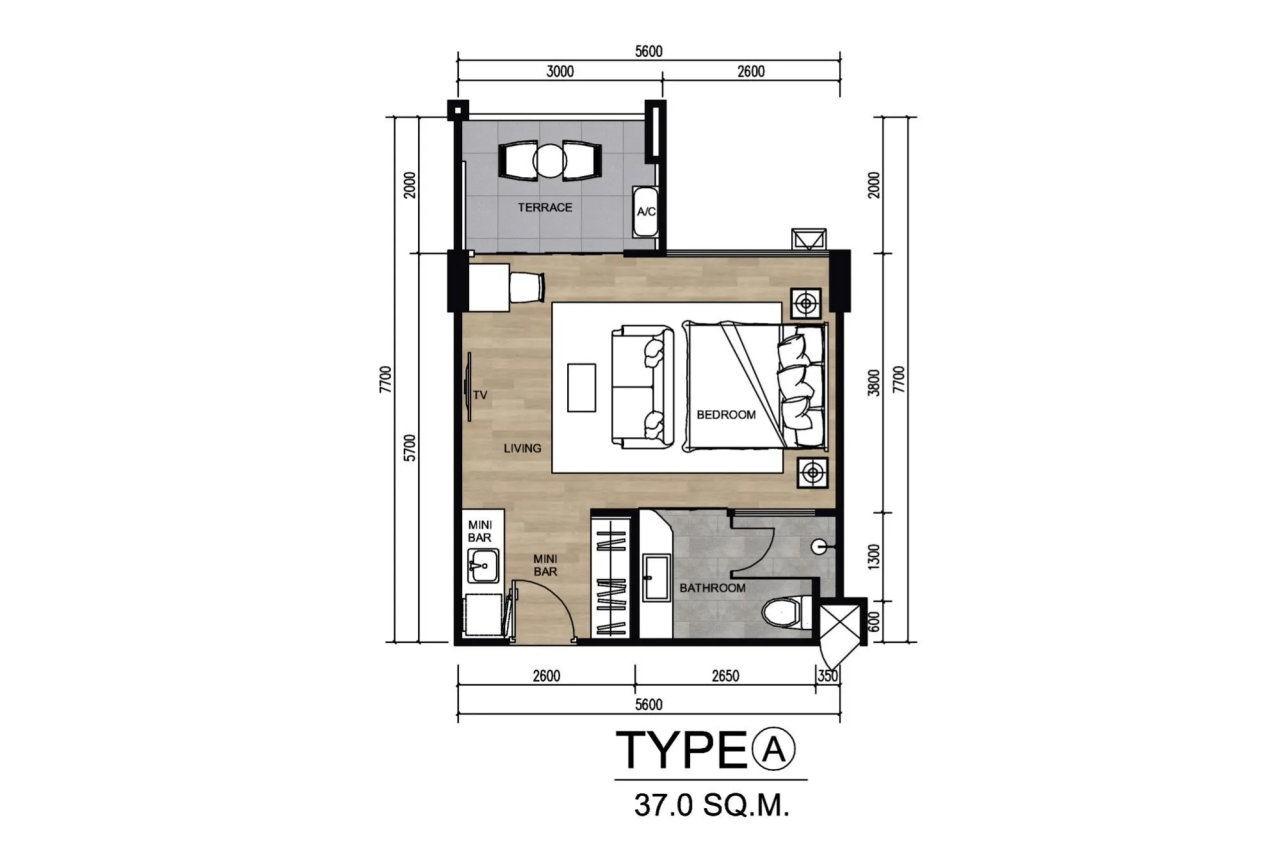 Апартаменты на острове Пхукет, Таиланд, 37 м² - фото 1