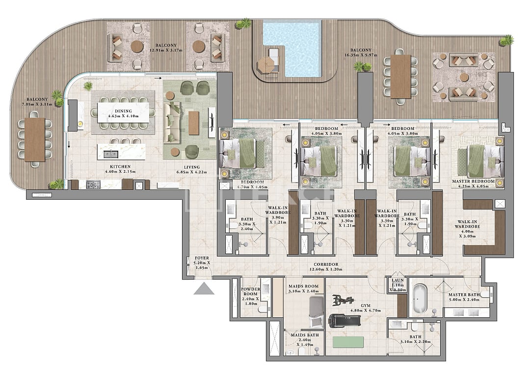 Апартаменты в Дубае, ОАЭ, 422 м² - фото 15