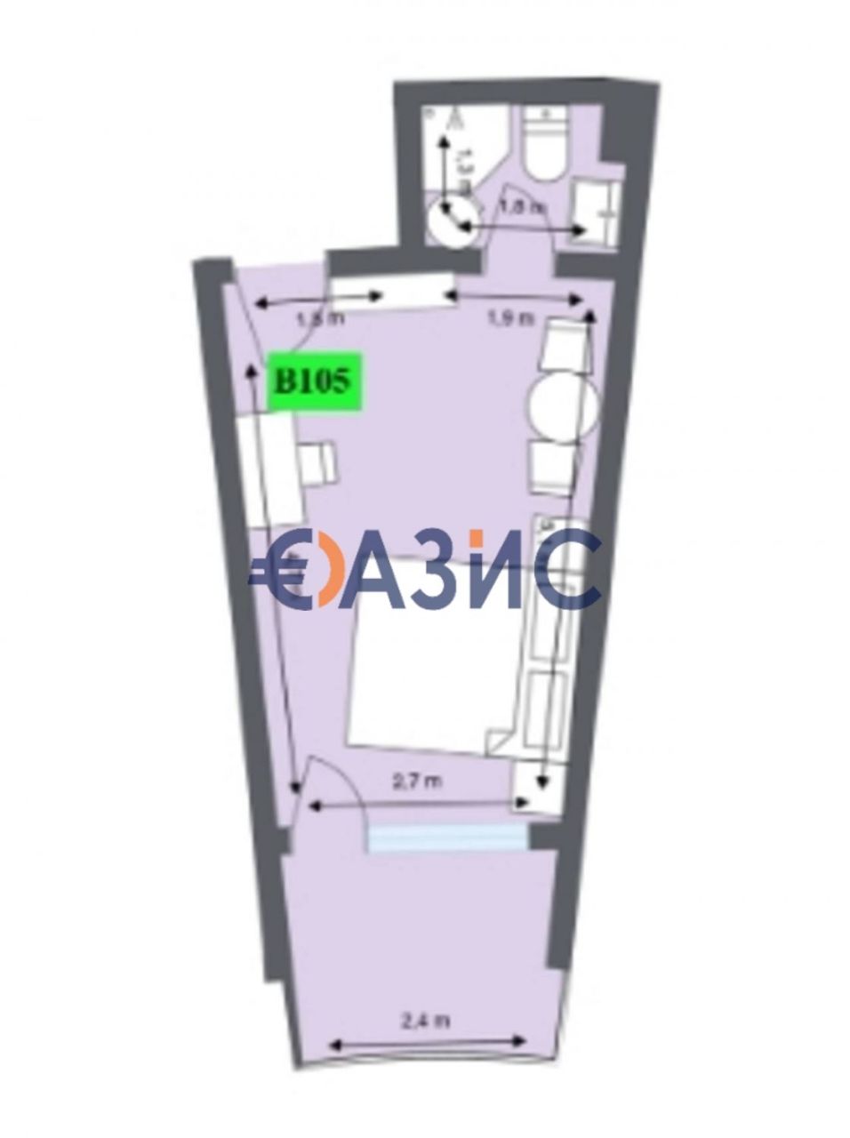 Апартаменты в Обзоре, Болгария, 41.9 м² - фото 4