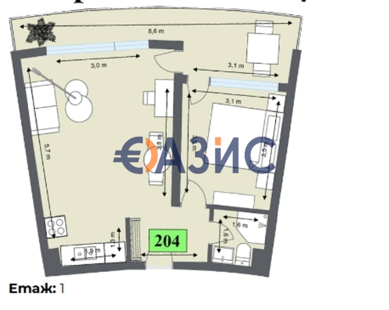 Апартаменты в Обзоре, Болгария, 65.5 м² - фото 4