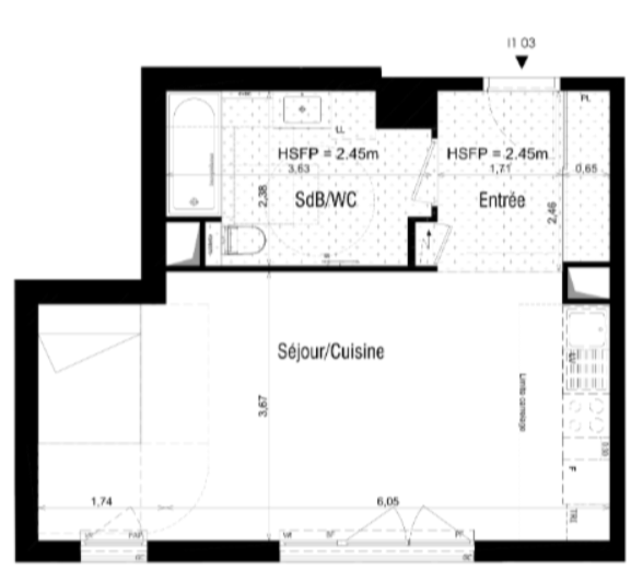 Студия в Иль-де-Франс, Франция, 41 м² - фото 12