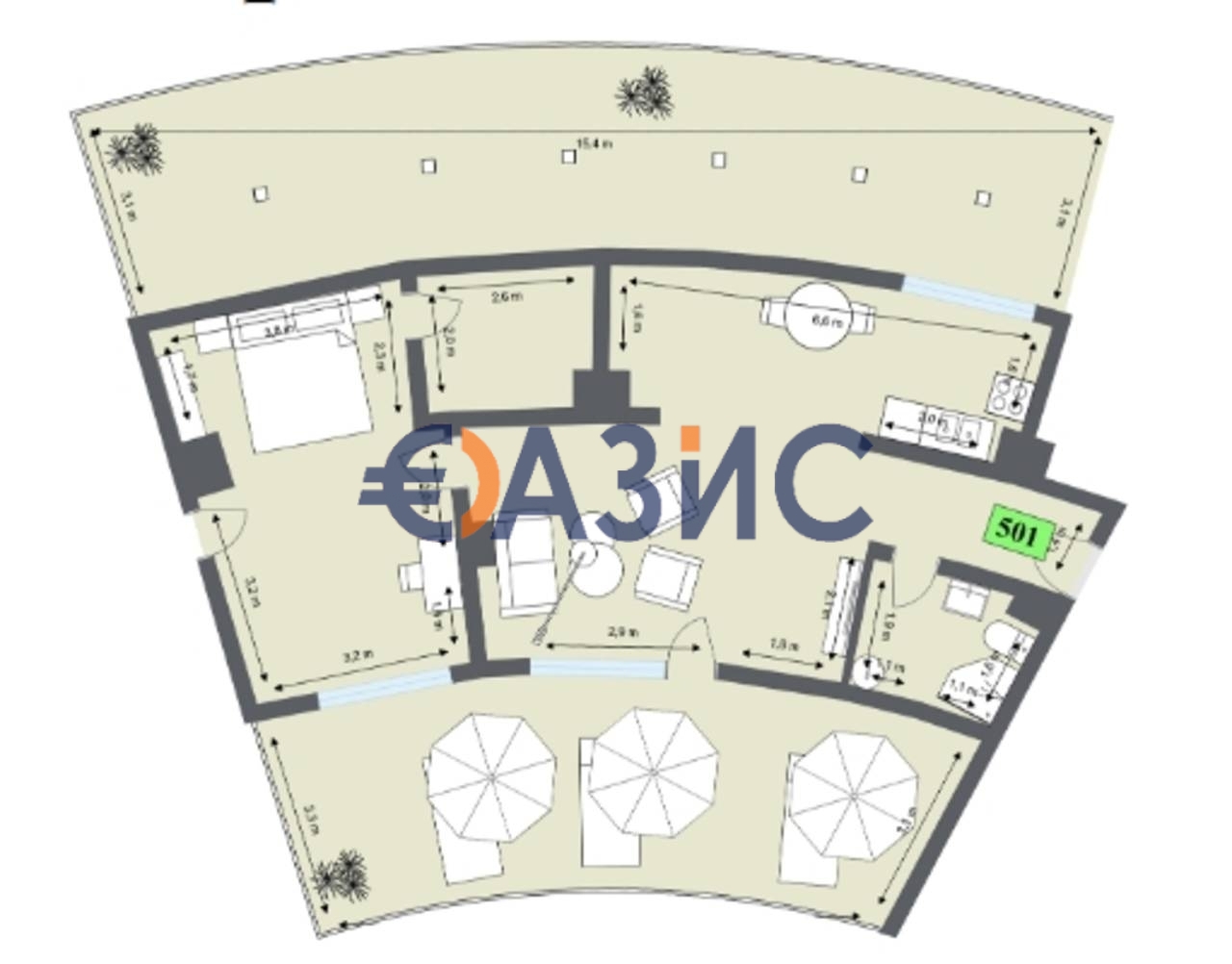 Апартаменты в Обзоре, Болгария, 225.6 м² - фото 4