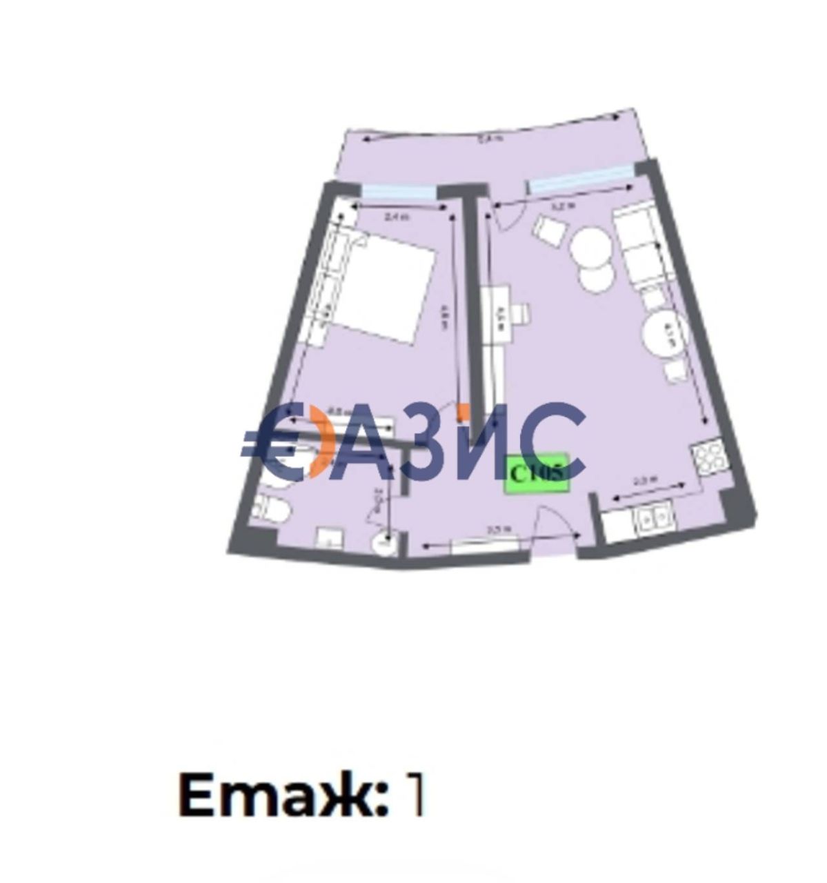 Апартаменты в Обзоре, Болгария, 61.8 м² - фото 5